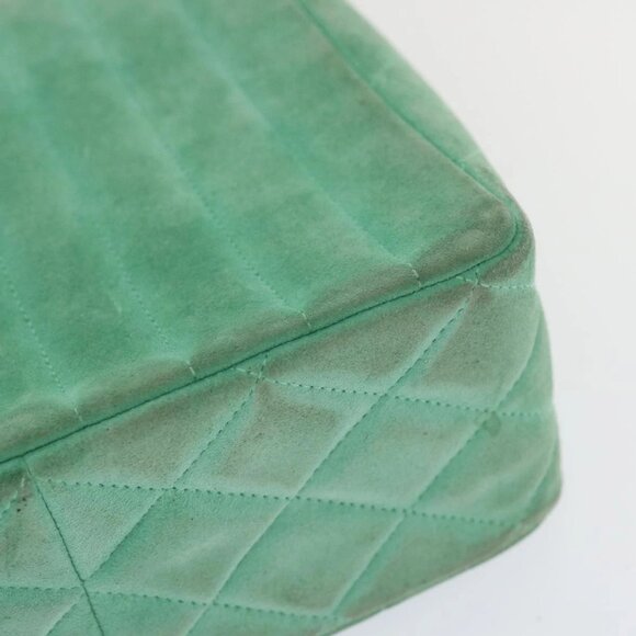 CHANEL Hand Bag Suede Green CC Auth 68731A - Picture 5 of 16